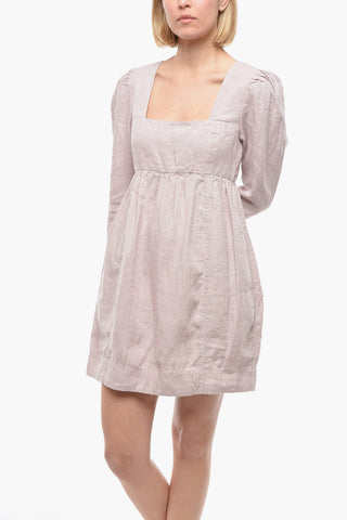 Hemp Mini Dress with  Leg-O-Mutton Sleeve