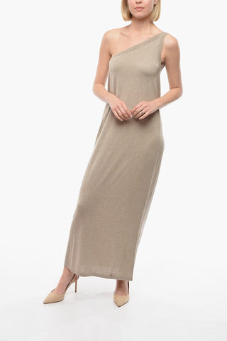Silk and Cashmere RICHARD One-Shoulder Maxi Dress with Rib Details