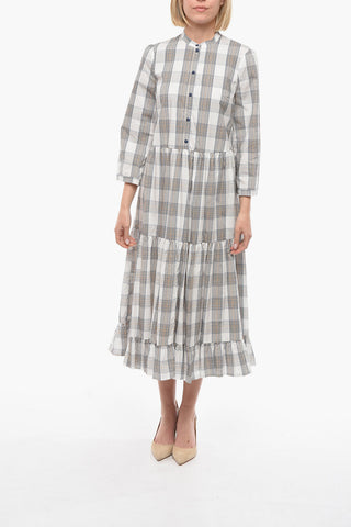 District Check Motif Flared ALEXINE Shirt Dress