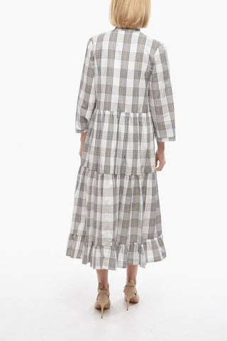 District Check Motif Flared ALEXINE Shirt Dress