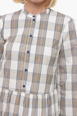 District Check Motif Flared ALEXINE Shirt Dress