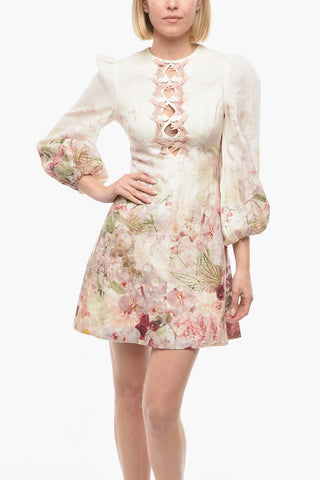 Floral Patterned Flax DANCER HUMMINGBIRD Dress with Cut-Out Detail
