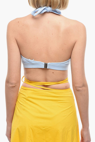 Ribbed Texture Bikini Swimsuit with Ties at the Neck