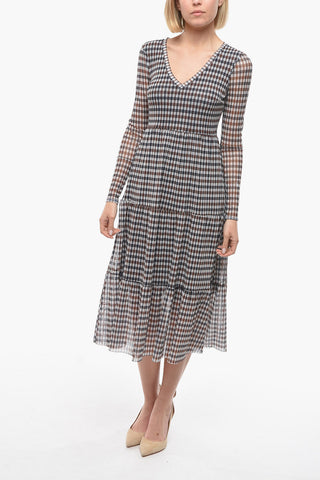 Sheer Bottom Checked JULIANNE Dress