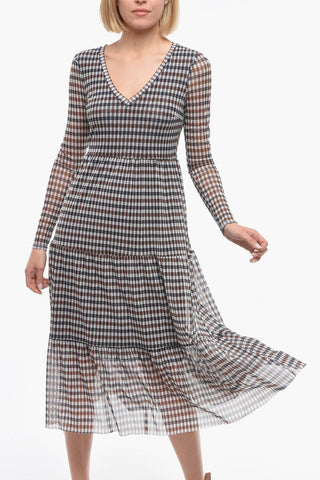 Sheer Bottom Checked JULIANNE Dress