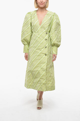 Double Breasted Maxi Dress with Leg-O-Mutton Sleeve