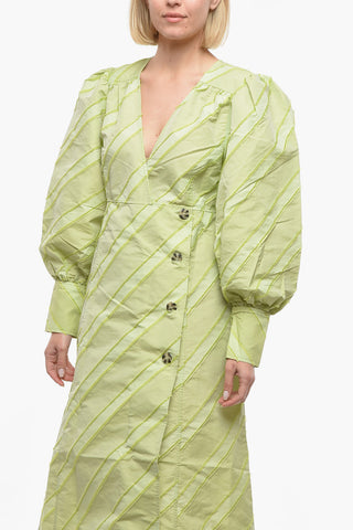 Double Breasted Maxi Dress with Leg-O-Mutton Sleeve