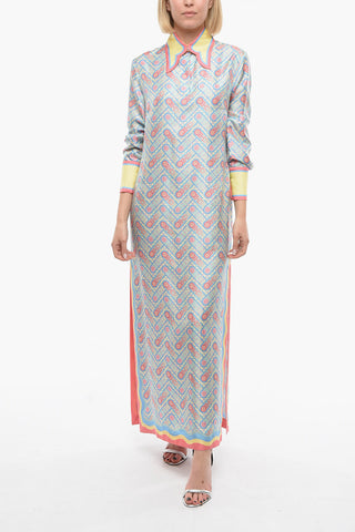 Silk Logo All-Over Printed Shirt Dress
