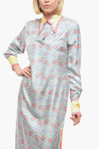 Silk Logo All-Over Printed Shirt Dress