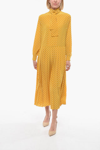 Maxi Tie Dress a Pois in Seta