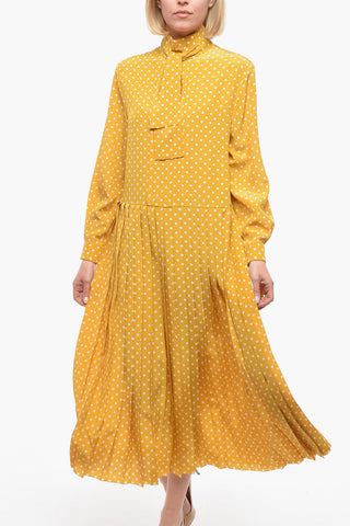 Maxi Tie Dress a Pois in Seta