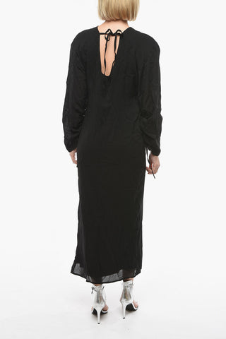 Checked Maxi Dress RYAN With Flutter Sleeve And V-Neck