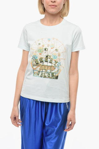 SEE Crew-neck T-shirt with Multicolored Logo Print
