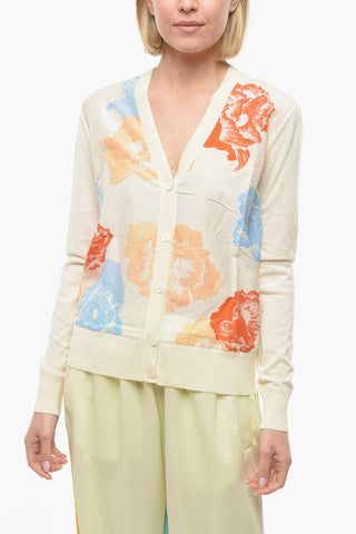 Silk-blend-voile Cardigan with Floral Print