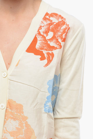 Silk-blend-voile Cardigan with Floral Print
