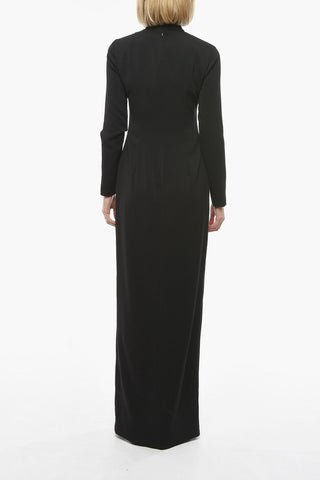 Laser Cut Details Bodycon Dress with Maxi Side Split-Hem