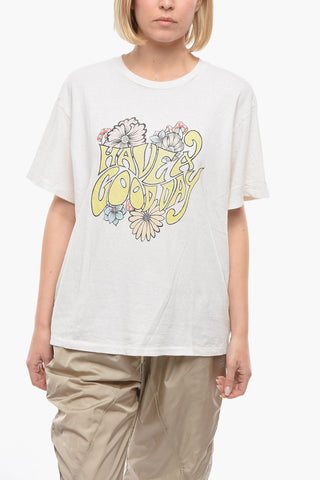 Crewneck T-shirt with HAVE A GOOD DAY Print