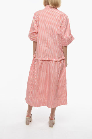 Awning Striped Shirtdress with Contrasting Buttons