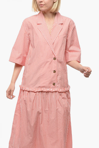 Awning Striped Shirtdress with Contrasting Buttons