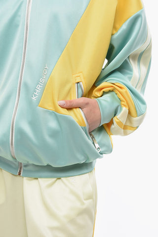Colorblock-jersey Zip-up Sweatshirt