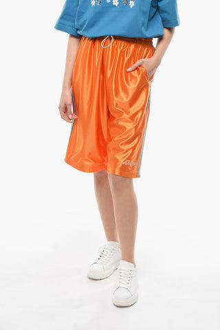 Tech-satin Joggers Shorts with Contrasting Bands