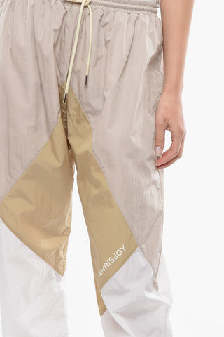 Colorblock Nylon Joggers with Ankle Zip