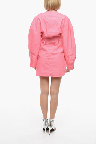 V-neckline LALA Mini Dress with Wide Sleeves