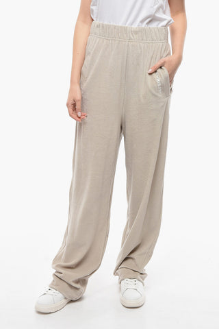 High-waisted Velour Joggers with Logo Print