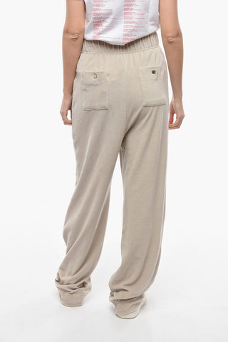High-waisted Velour Joggers with Logo Print