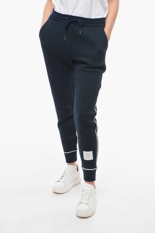 Drawstringed Ribbed Joggers with Striped Pattern