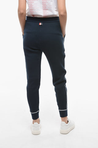 Drawstringed Ribbed Joggers with Striped Pattern