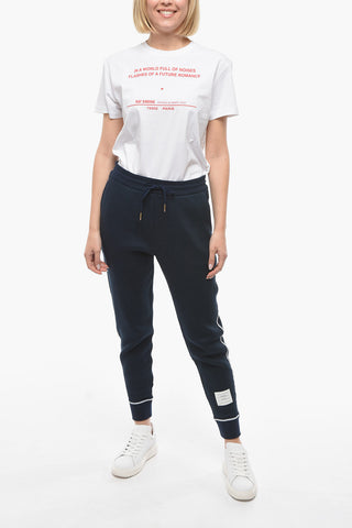 Drawstringed Ribbed Joggers with Striped Pattern