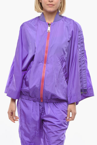 Nylon Windbreaker with Ruffled Batwing Sleeves