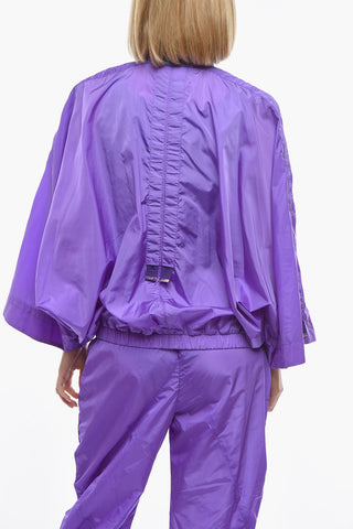 Nylon Windbreaker with Ruffled Batwing Sleeves