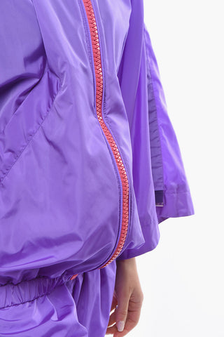 Nylon Windbreaker with Ruffled Batwing Sleeves