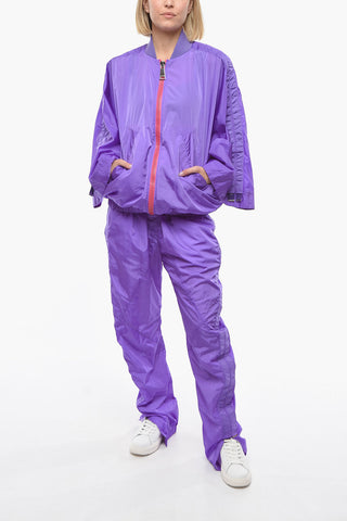 Nylon Windbreaker with Ruffled Batwing Sleeves