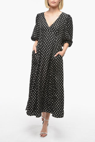 Vestito a Pois Svasato con Manica a Sbuffo