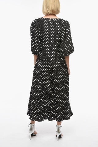 Vestito a Pois Svasato con Manica a Sbuffo