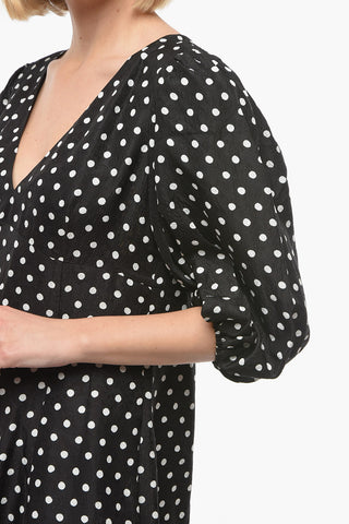 Vestito a Pois Svasato con Manica a Sbuffo