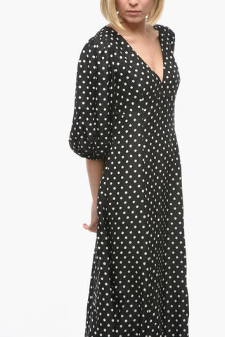Vestito a Pois Svasato con Manica a Sbuffo
