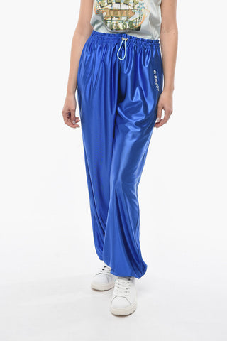 Tech-satin Joggers with Ankle Drawstrings