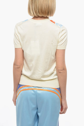 Silk-blend-voile T-shirt with Floral Print