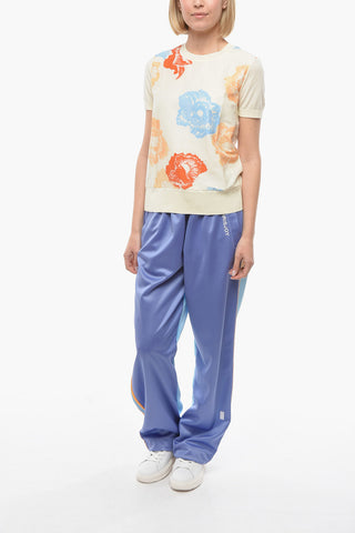 Silk-blend-voile T-shirt with Floral Print