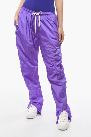 Nylon Joggers with Ruffled Side-detailing