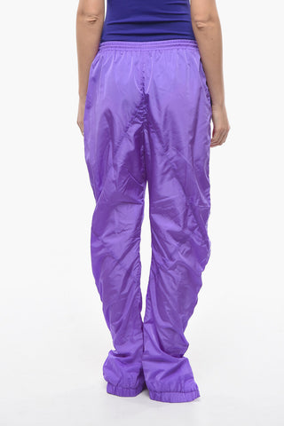 Nylon Joggers with Ruffled Side-detailing