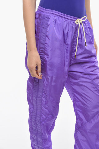 Nylon Joggers with Ruffled Side-detailing