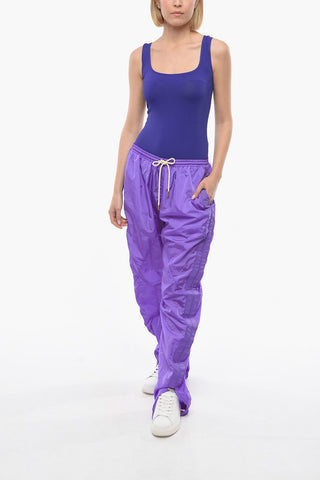Nylon Joggers with Ruffled Side-detailing