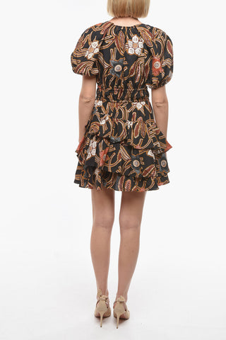 Mini Dress FARAH in Seta a Fantasia con Balze