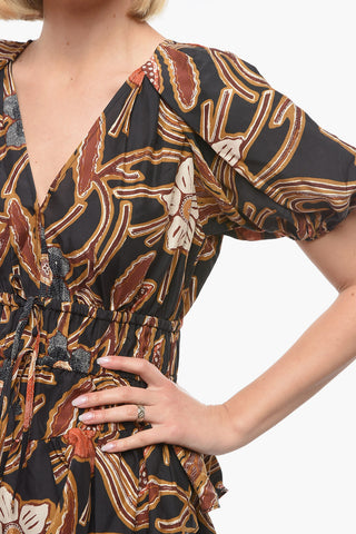 Mini Dress FARAH in Seta a Fantasia con Balze