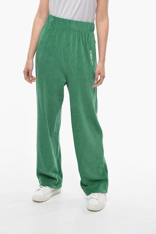 High-waisted Velour Joggers with Logo Print